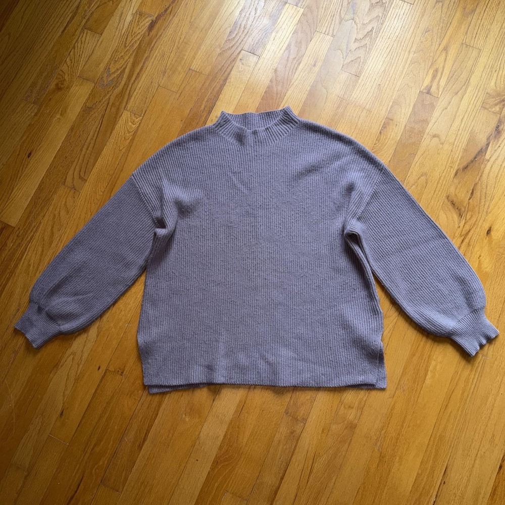 Gap Sweater Womens XL Purple Mock Neck Ribbed Knit Cotton Bld Winter Long Sleeve - Picture 3 of 10